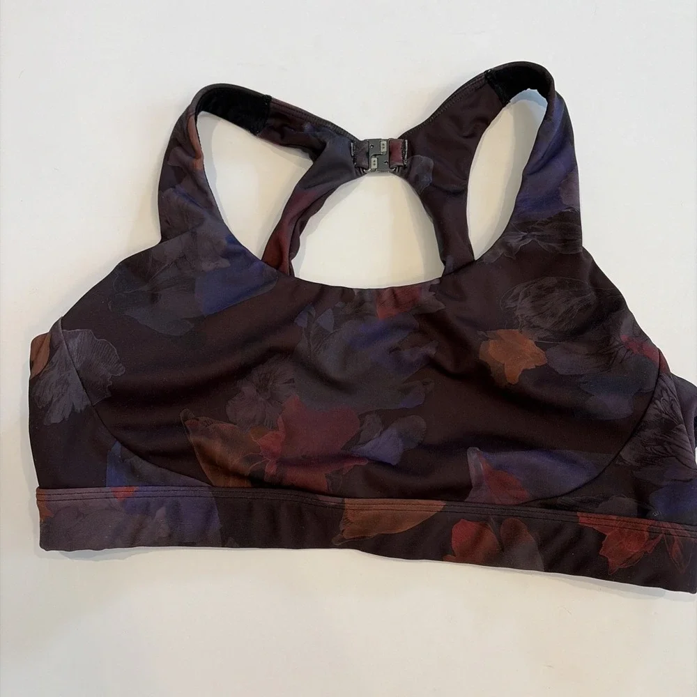 Athleta Women's Ultimate Printed Sports Bra Frozen Floral Warm Size Medium